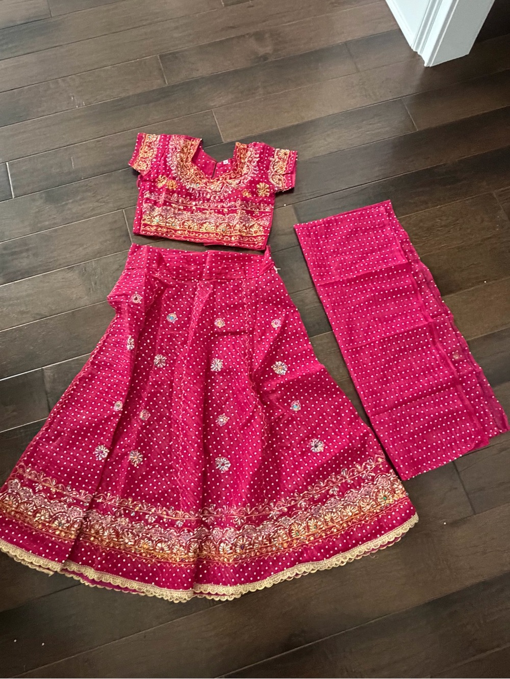 Girls Pink Traditional Lehenga Choli Set with Dupatta